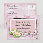  plumeria ivy roze wit Save the Date Aankondigingskaart (Voorkant / Achterkant)