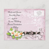  plumeria ivy roze wit Save the Date Aankondigingskaart (Achterkant)