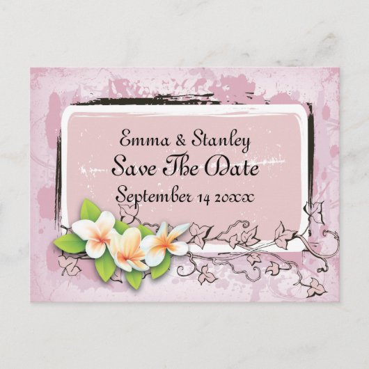  plumeria ivy roze wit Save the Date Aankondigingskaart (Voorkant)