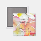 Plumeria Kleur Save the Date Magnet (Voorkant / Achterkant)