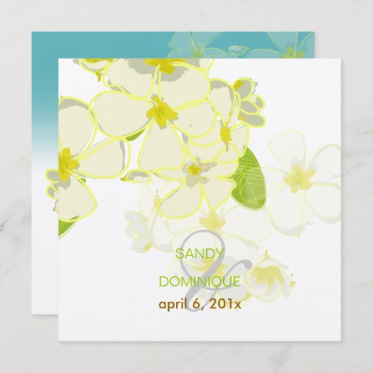Plumeria Leis bestemmingsbruiloft Kaart (Voorkant / Achterkant)