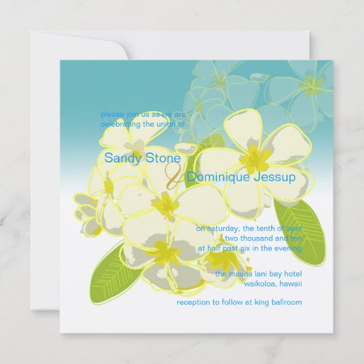 Plumeria Leis bestemmingsbruiloft Kaart (Achterkant)