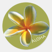 Plumeria met Aloha Ronde Sticker (Voorkant)