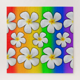 Plumeria met regenboogkleuren, legpuzzel