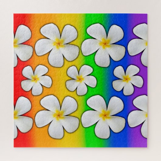 Plumeria met regenboogkleuren, legpuzzel (Verticaal)