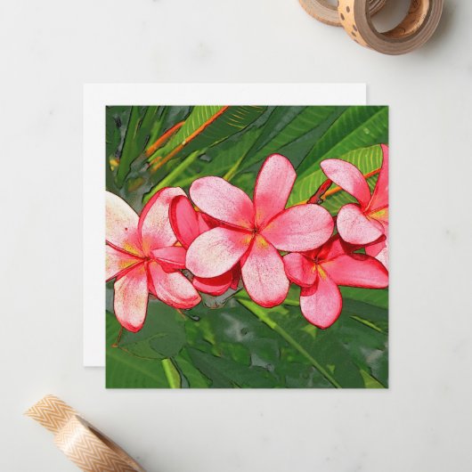 Plumeria Notitiekaartje (Voorkant / Achterkant in situ)