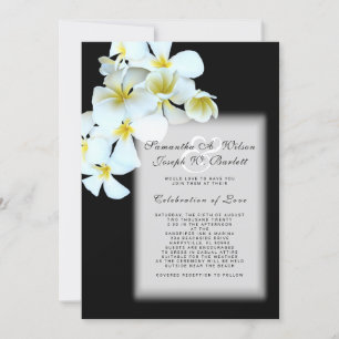 Plumeria op Black Hawaiian Wedding Invitation Kaart