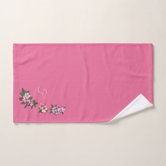 Plumeria op Roze met je Monogram Bad Handdoek (Handdoek)