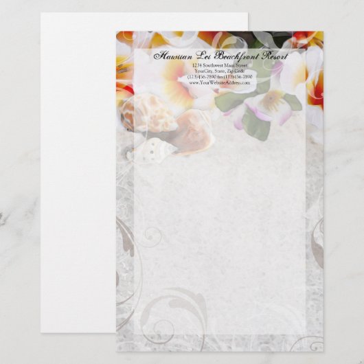 Plumeria Orchid Lei in het Zand Stationery Briefpapier (Voorkant / Achterkant)