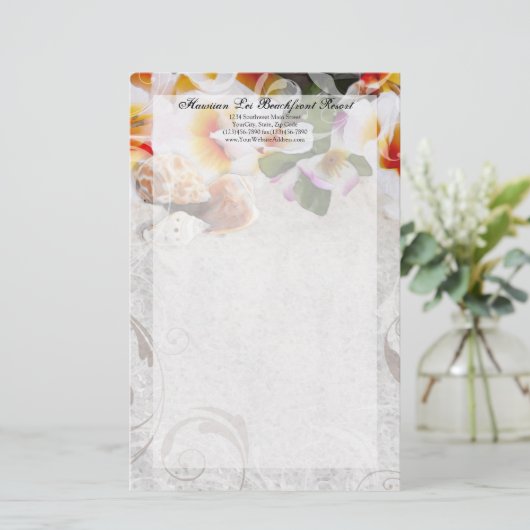 Plumeria Orchid Lei in het Zand Stationery Briefpapier (Staand voorkant)