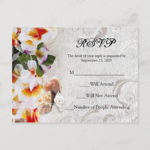 Plumeria Orchid Lei in Sand Beach RSVP Briefkaart