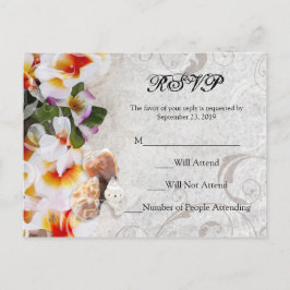Plumeria Orchid Lei in Sand Beach RSVP Briefkaart