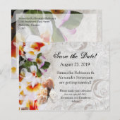 Plumeria Orchid Lei Sand Beach Save the Date Kaart (Voorkant / Achterkant)