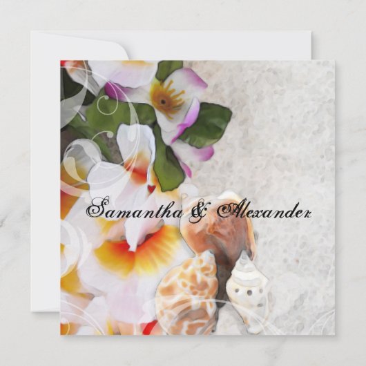 Plumeria Orchidee Lei in Zand Beach Trouwplein Kaart (Achterkant)