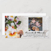 Plumeria Orchidee Lei in Zand Fotokaart Save The Date (Voorkant / Achterkant)