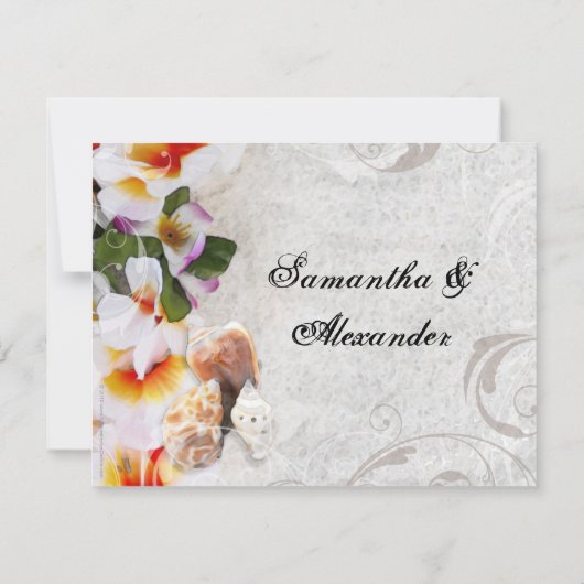 Plumeria Orchideeën Lei in het Zand RSVP Strandtro (Achterkant)