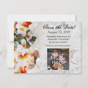 Plumeria Orchideeën Lei in Zand Foto Bewaar de Dat Save The Date