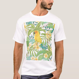 Plumeria, papegaai, bloemmotief. t-shirt