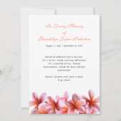 Plumeria Pink Floral Memorial Funeral Service Kaar Kaart (Voorkant)
