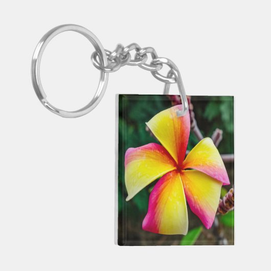 Plumeria rubra sleutelhanger (Voorkant Links)