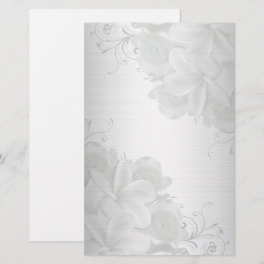 Plumeria satin-look floral stationery briefpapier (Voorkant / Achterkant)