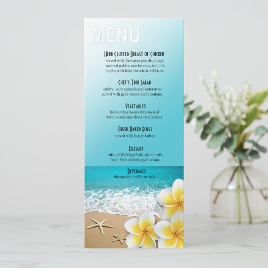 Plumeria Starfish Beach Diner Menu (Staand voorkant)