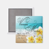 Plumeria Starfish Beach Tropical bewaart de datum Magneet (Voorkant / Achterkant)