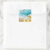 Plumeria Starfish Beach Tropical Hawaii Favor Vierkante Sticker (Tas)