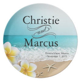 Plumeria Starfish Beach Tropical Hawaii Melamine+bord