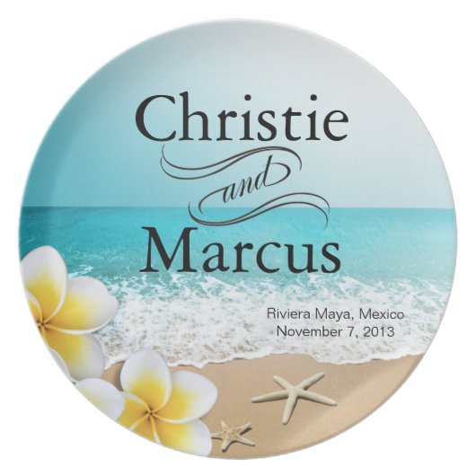 Plumeria Starfish Beach Tropical Hawaii Melamine+bord (Voorkant)
