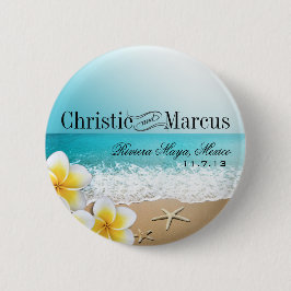 Plumeria Starfish Beach Tropical Hawaii Ronde Button 5,7 Cm