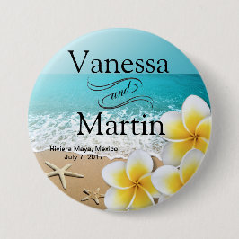 Plumeria Starfish Beach Tropical Hawaii Ronde Button 7,6 Cm