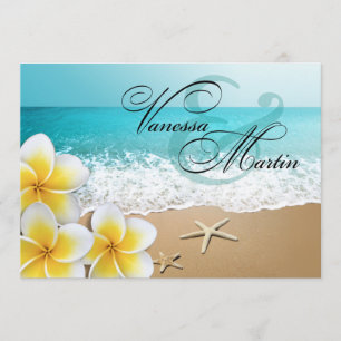 Plumeria Starfish Beach Tropische bruiloft Kaart