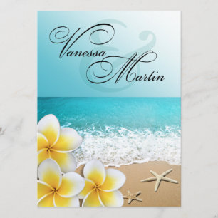 Plumeria Starfish Beach Tropische bruiloft Kaart