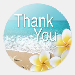 Plumeria Starfish Hawaii Beach Dank u Ronde Sticker