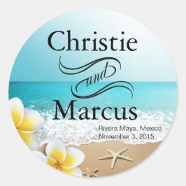 Plumeria Starfish Hawaii Beach Ronde Sticker