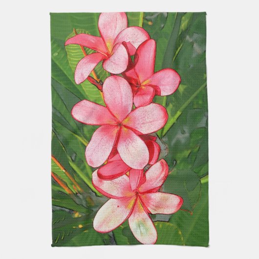 Plumeria Theedoek (Verticaal)