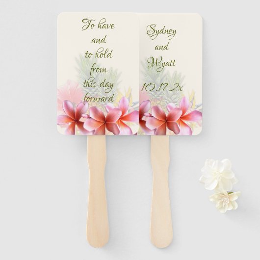 Plumeria Tropical Hawaiian heeft geen greep Handwaaier (Voorkant en achterkant)