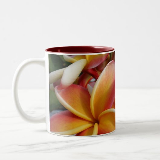 plumeria tweekleurige koffiemok (Links)