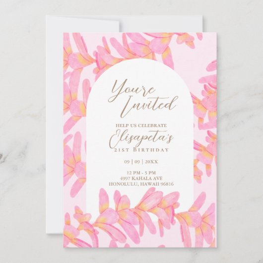 Plumeria Verjaardag Uitnodiging (Voorkant)