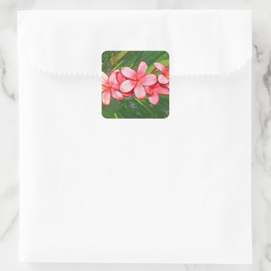 plumeria vierkante sticker (Tas)