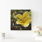 Plumeria Wall Clock Vierkante Klok (Huis)