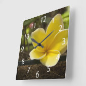 Plumeria Wall Clock Vierkante Klok (Hoek)