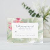 Plumeria Water Color RSVP Kaartje (Staand voorkant)