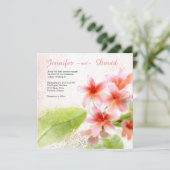 Plumeria Waterverf Custom Wedding Invitation Kaart (Staand voorkant)