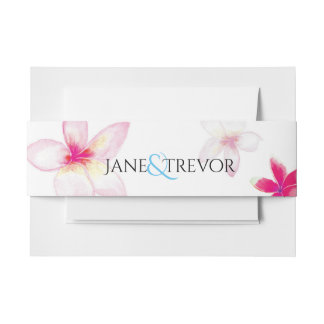 Plumeria Wedding Belly Band Uitnodigingen Wikkel