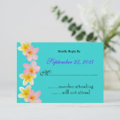Plumeria Wedding Invitation RSVP Card Kaartje (Staand voorkant)