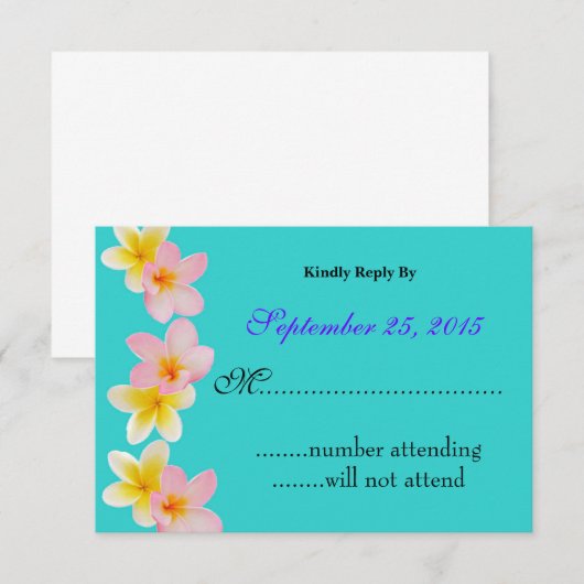 Plumeria Wedding Invitation RSVP Card Kaartje (Voorkant / Achterkant)