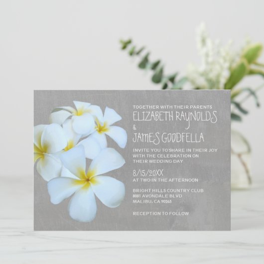 Plumeria Wedding Invitations Kaart (Staand voorkant)