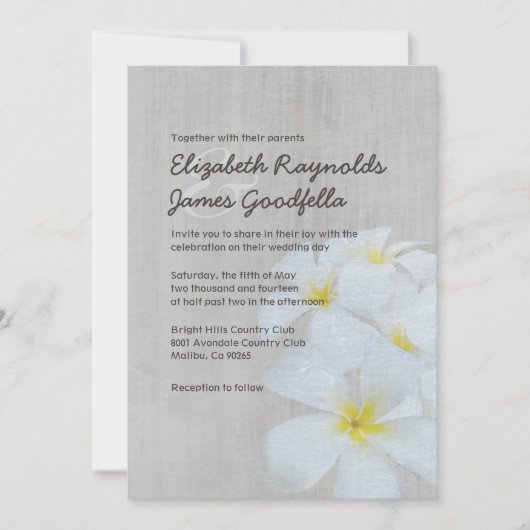 Plumeria Wedding Invitations Kaart (Voorkant)